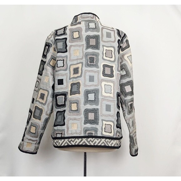 Trimdin Jacket Reversible Gray Tan White Black Geometric Statement Misses Size L - Picture 11 of 11